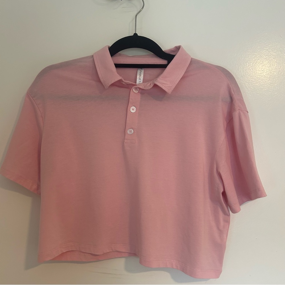 Fabletics Boxy Short Sleeve Crop Polo